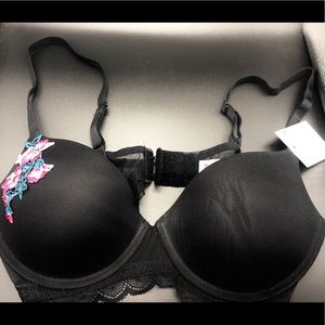 SO 🆕 bra 36B black floral mesh push up underwire